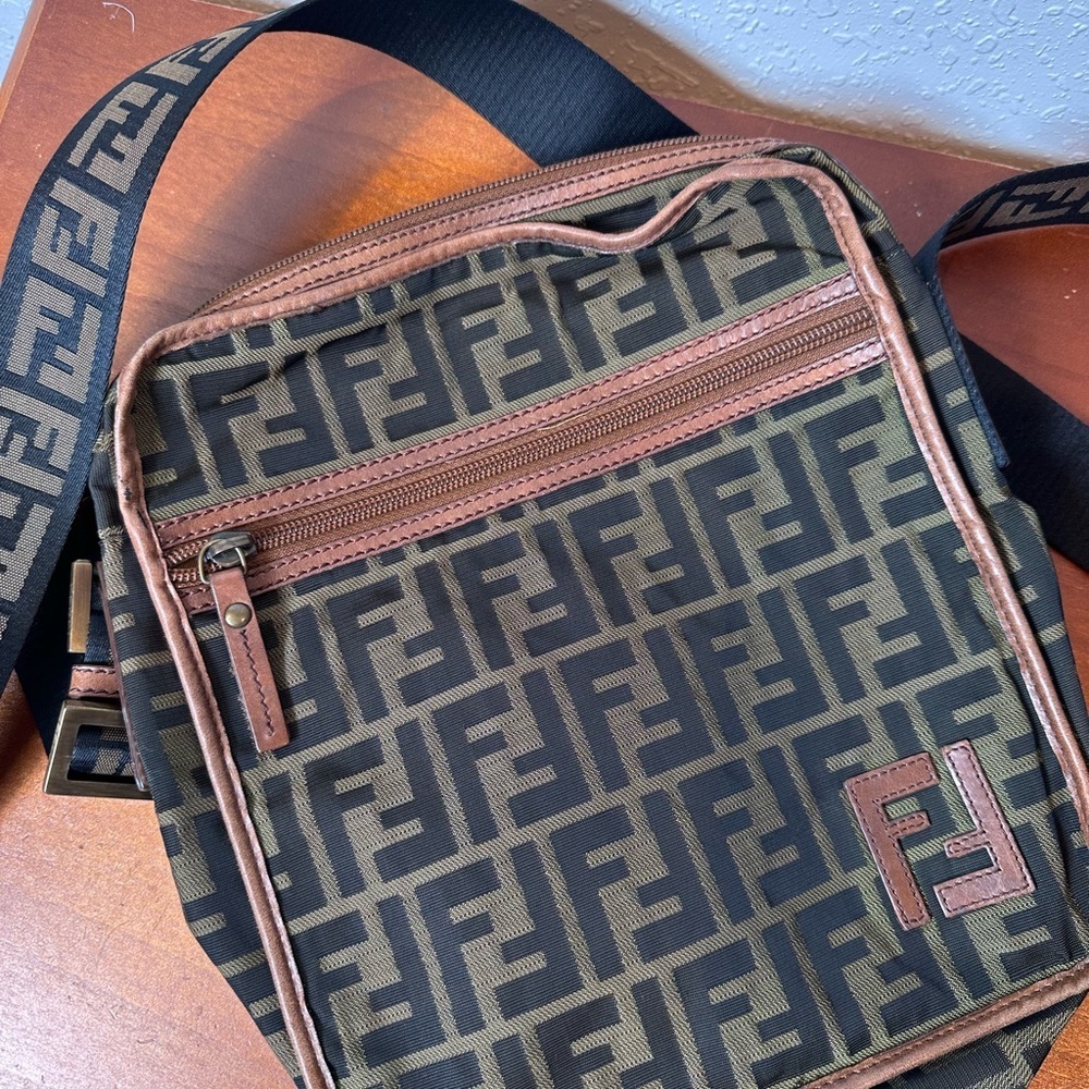 Vintage Fendi| Zucca FF Messenger Crossbody
Bag with Logo Strap